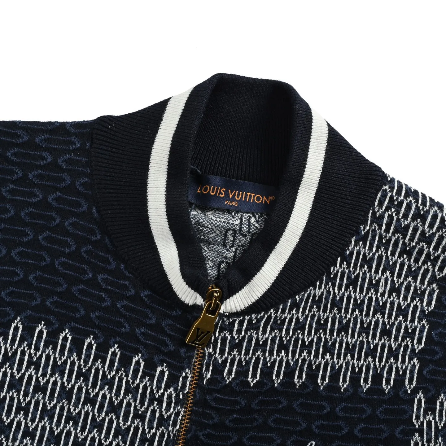 Louis Vuitton/Louis Vuitton 25Fw checkerboard jacquard knitted zipper jacket
